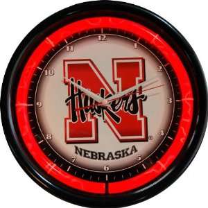  Nebraska Cornhuskers Plasma Neon Clock: Sports & Outdoors