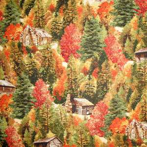 CABINS FOREST TREES AUTUMN FALL FABRICMICHAEL MILLER  