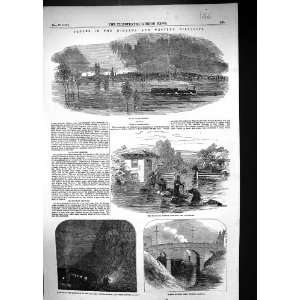  1852 Floods Gloucester Toll gate Hereford Mail Train 