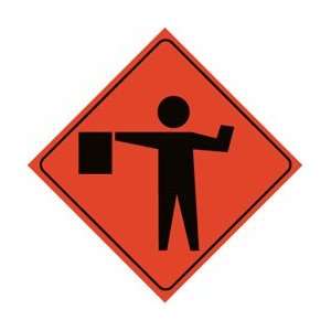 RUR13   Traffic, Graphic, Flagger Ahead, 48 X 48, Roll Up Sign 