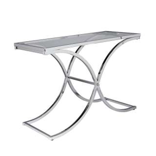 Transitional Glass & Chrome Sofa Table Accent Table NEW  