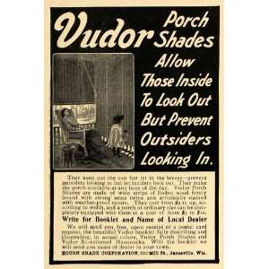  1909 Ad Vudor Porch Window Hough Shade Janesville Decor 