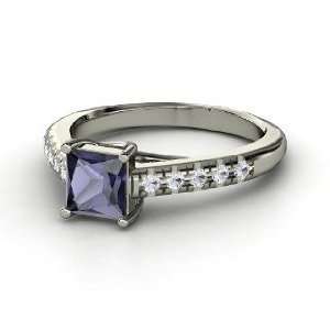  Avenue Ring, Princess Iolite 14K White Gold Ring with 