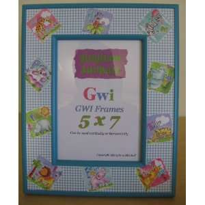  Gwi Aqua Checked Picture Frame 5x7 w/ Animal Decoration 