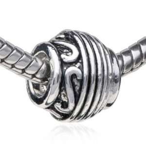 Delicate Worm Drum Shaped Pattern European Charm Bead Bracelet Jewelry 