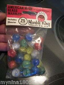 Marble king American made Glass marbles 25 count includes shooter mint 