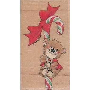  Suzys Zoo Candy Cane Bear Wood Mounted Rubber Stamp 