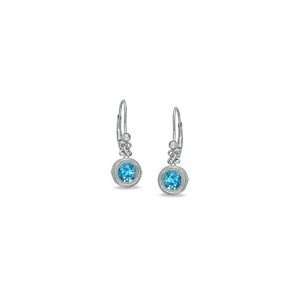 ZALES Blue Topaz and Lab Created White Sapphire Drop Earrings in 