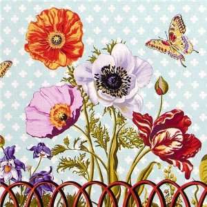  Michael Miller fabric flower butterfly garden fence (Sold 