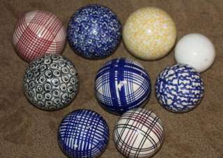 Lot of 7 Antique Victoriian Carpet Balls Globes & One Shooter Jack 