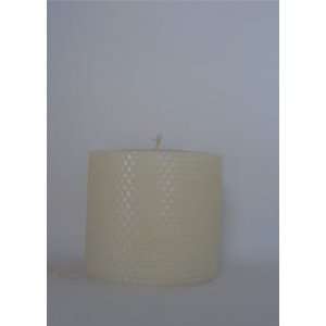  Beeswax Ivory Honeycomb Pillar Candle 4x4: Home & Kitchen