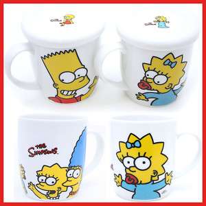 The Simpson Family Mug Coffee Cup w/Top Lid Ceramic 4pc  