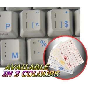 DUTCH BELGIAN KEYBOARD STICKERS WITH BLUE LETTERING TRANSPARENT 