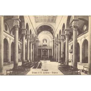 1920s Vintage Postcard Interior Chiesa di San Lorenzo Florence Italy
