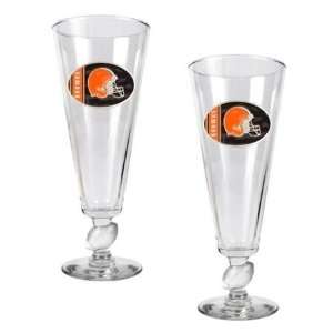   NIB Cleveland Browns NFL 2 Pilsner Beer Bar Glasses: Sports & Outdoors