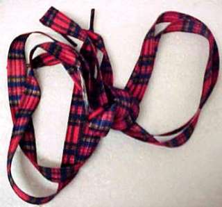    Red Tartan Plaid Shoelaces Scottish Rockabilly Punk: Clothing