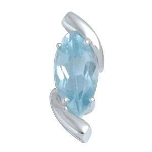 Sterling Silver Elegant Genuine Blue Topaz Pendant: Glitzs 