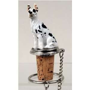  NEW Harlequin Great Dane Cork Bottle Buddy Wine Stopper 