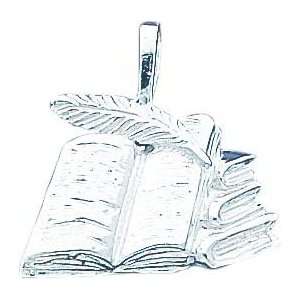  Sterling Silver Books with Quill Charm: Jewelry