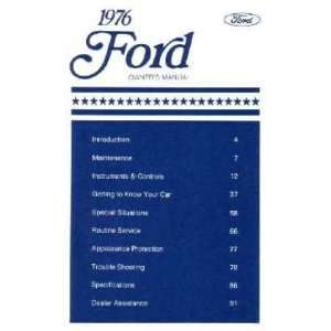  1976 FORD GALAXIE LTD Owners Manual User Guide: Automotive