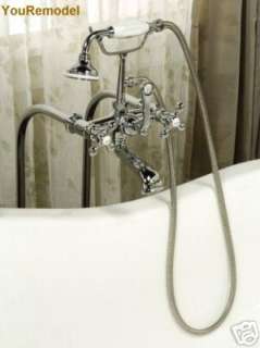 CHROME CLAWFOOT TUB HAND SHOWER FAUCET ADJUSTABLE MOUNT  