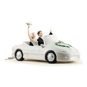    Hand Painted Porcelain Honeymoon Car Cake Topper: Home & Kitchen