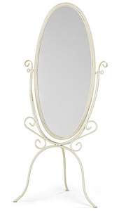   Opal Glazed Ivory Finish Tilting Oval Floor Mirror 60 Tall New  
