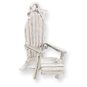    14k White Gold 3 D Adirondack Style Beach Chair Pendant: Jewelry