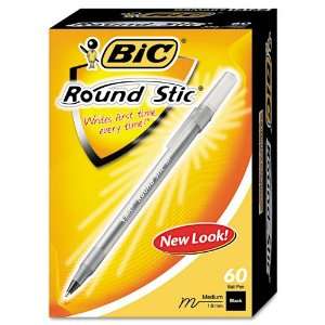 BIC : Round Stic Ballpoint Pen, Translucent Barrel, Black Ink, Med Pt 