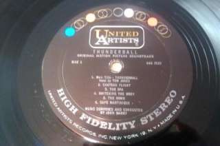 007 Thunderball Original Soundtrack LP UA Vinyl Record  
