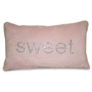  Thro Ltd. Sweet Rhinestone Faux Suede Pillow, Pink
