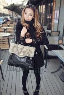COOL Women Faux Fur Messenger Satchel Shoulder Purse Handbag Tote Bag 