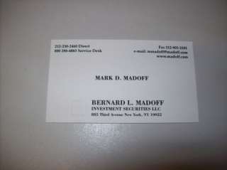 Mark Madoff Business Card RIP 12/11/2010 Bernie Son  