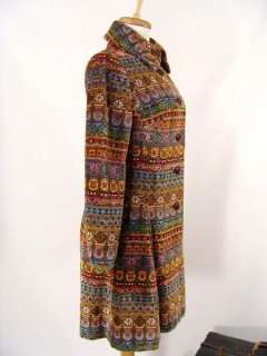 GORGEOUS vintage 60s Tapestry Carpet Princess Coat MOD Hippie Boho XS 