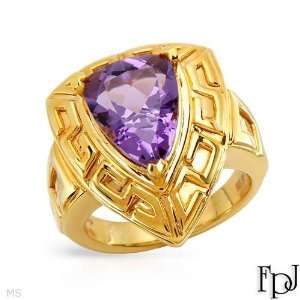  Fpj 4.30.Ctw Amethyst 14K Gold Ring   Size 7 FPJ Jewelry