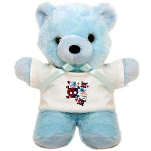  Teddy Bear Blue Psychedelic Punk Girl Skulls Peace Symbol 