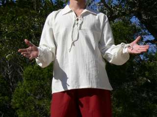 XXL Cotton Renaissance Shirt Lace Up Pirate Medieval Costume With 