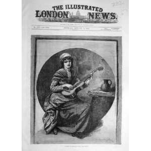    1882 Song New Year Lady Guitar Music Knowles Print