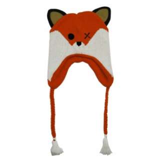 Orange Fox Face Animal Juniors Pilot Earmuff Laplander Hat  