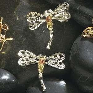  Landstroms Black Hills Gold Dragonfly Earrings Jewelry