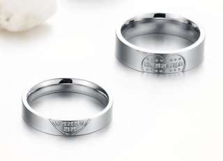 New Titanium Steel Blue Black Promise Ring Love Couple Wedding Bands 