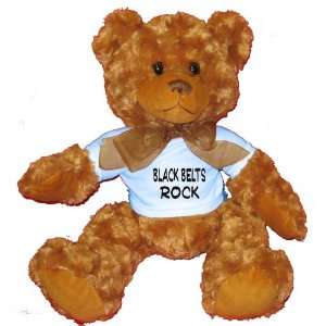  Black Belts Rock Plush Teddy Bear with BLUE T Shirt: Toys 