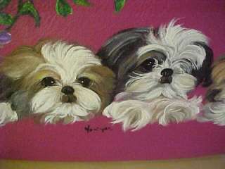 LITTLE ANGELS INDEED! 3 SHIH TZU PUPPIES HANDPAINTED BY MONIQUE ON A 