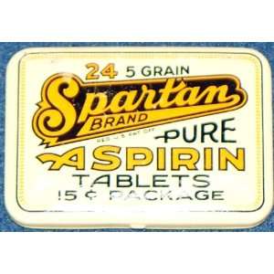  Got a Headache? Spartan Brand Pure Aspirin Tin, 1920s 