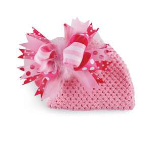 Mud Pie Crochet Pink Polka Dot Marabou Baby Hat 0 6m  