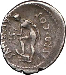 JULIUS CAESAR Troops 47BC Sicily Authentic Ancient Silver Roman Coin 