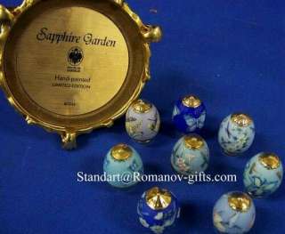 House of Faberge Sapphire Garden Glass Dome with 8 Eggs  
