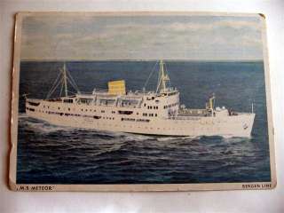 METEOR Ocean Liner Ship Bergen Line Postcard  