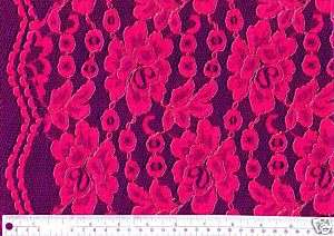 GORGEOUS SHOCKING PINK LACE FABRIC ACCENTED W/ METALLIC GOLD OUTLINING 