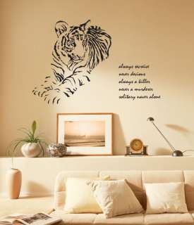 HUGE TIGER Adhesive Removable Wall Decor Accents Graphic Stickers 